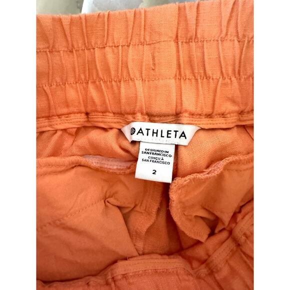 Athleta Elastic Waist Linen Joggers Pants Orange Size 2 - Picture 7 of 9